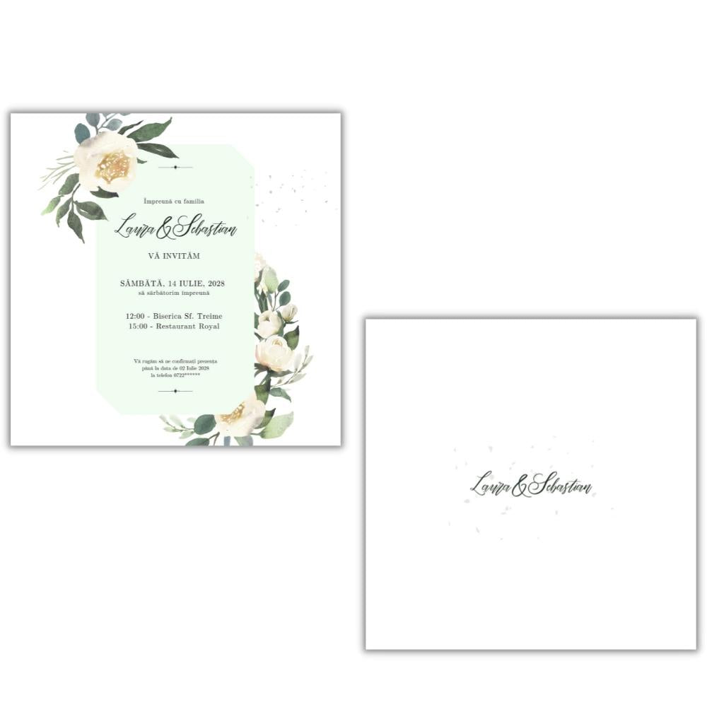 Invitație WHITE ROSE - față-verso