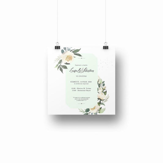 Invitație WHITE ROSE