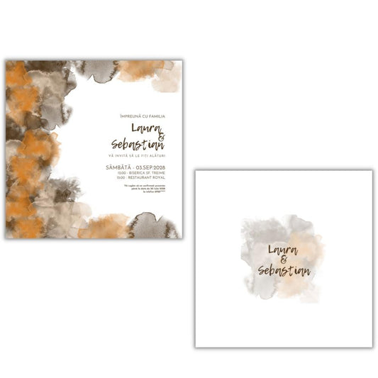 Invitație EARTH-TONES - față-verso